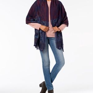 INC International clipped geo jacquard scarf navy